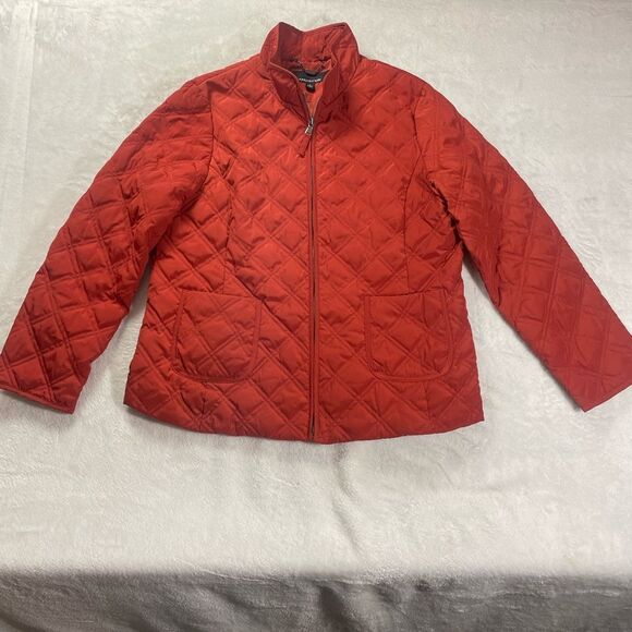 Jones NY Womens Jacket L Quilted Zipper Front Lightweight Orange - Picture 1 of 5